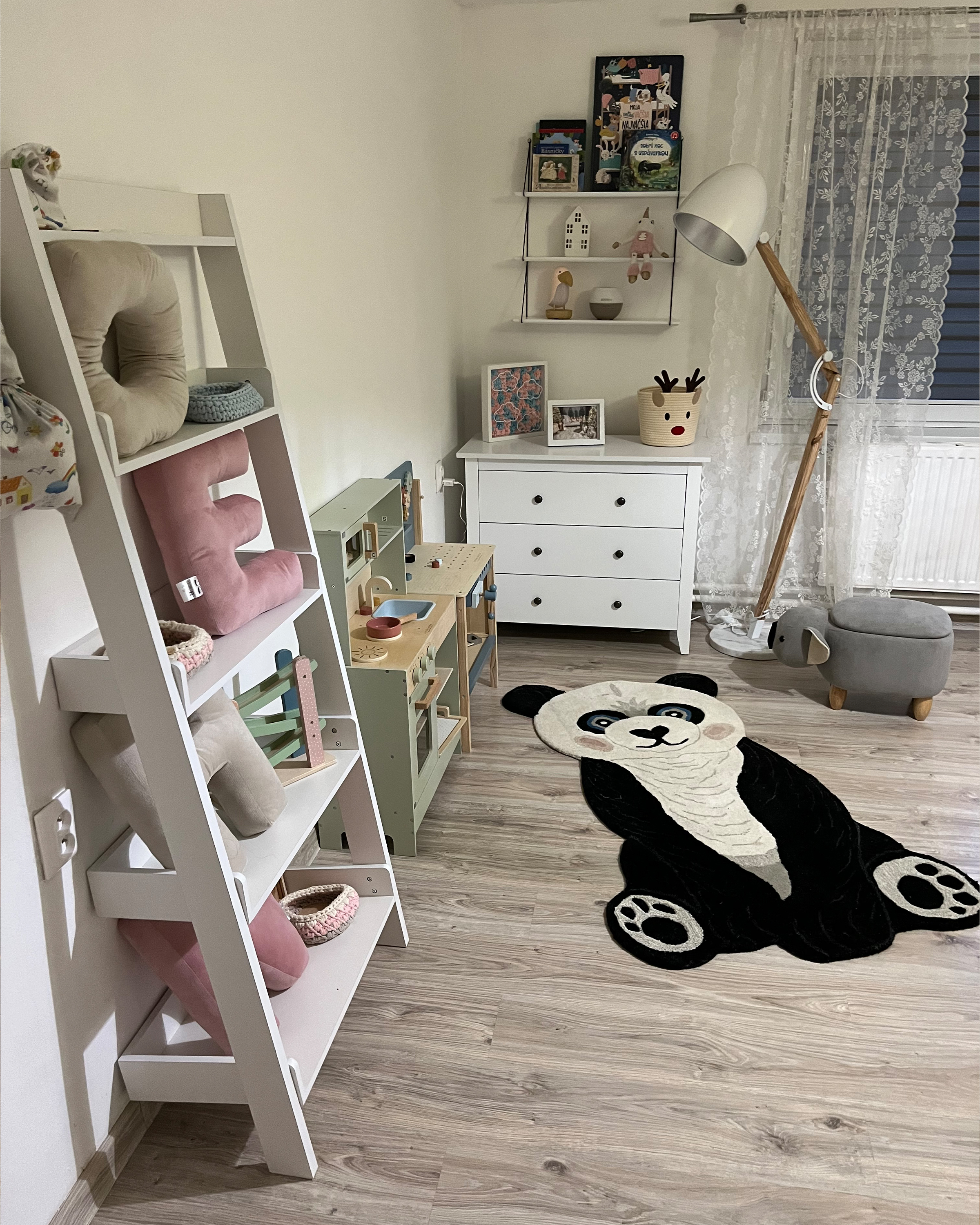 Wool Kids Rug Panda 100 x 160 cm Black and White JINGJING_895751