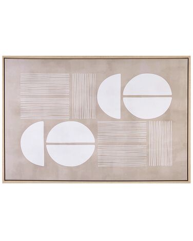 Abstract Framed Canvas Wall Art 63 x 93 cm Beige RACALE