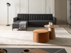 4-istuttava kulmavuodesohva keinonahka oikeak. musta ABERDEEN