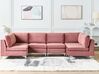 6 Seater U-Shaped Modular Velvet Sofa Pink EVJA_858806