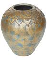Vase décoratif en terre cuite 30 cm doré et turquoise NIDA_735648