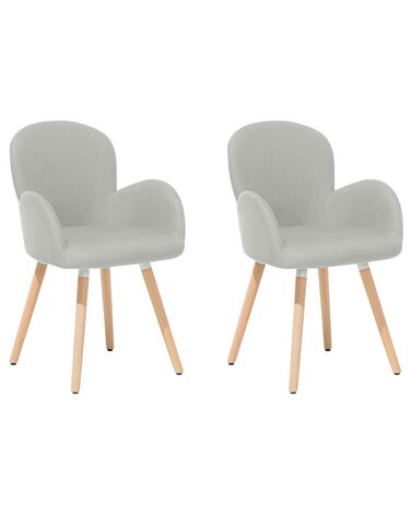 Conjunto de 2 sillas de comedor de poliéster gris claro/madera clara BROOKVILLE