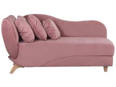Left Hand Velvet Chaise Lounge with Storage Pink MERI
