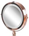 Miroir de maquillage avec LED ø 18 cm rose doré MAURY_813611