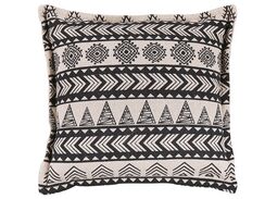 Koristetyyny puuvillaa 45 x 45 cm beige/musta HENTEPE Koristetyyny puuvillaa 45 x 45 cm beige/musta HENTEPE