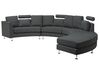 7-Sitzer Sofa grau halbrund mit Ottomane ROTUNDE_694741
