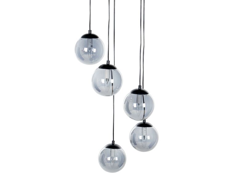 5 Light Glass Pendant Lamp Black NOEL_884294