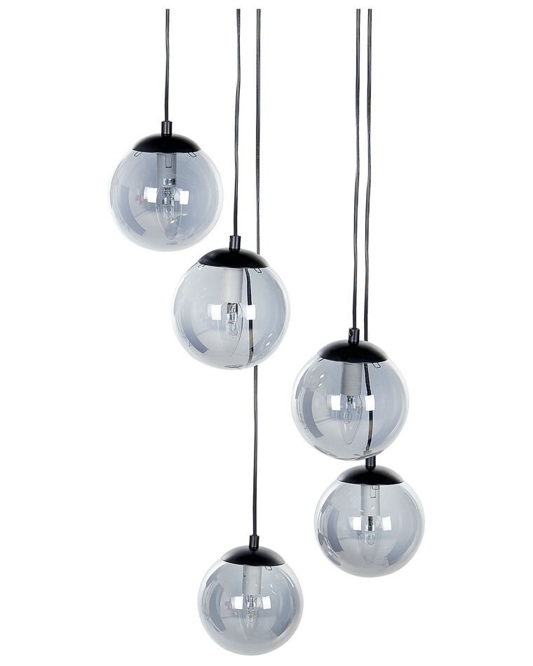 Taklampa med 5 lampor glas svart NOEL_884294