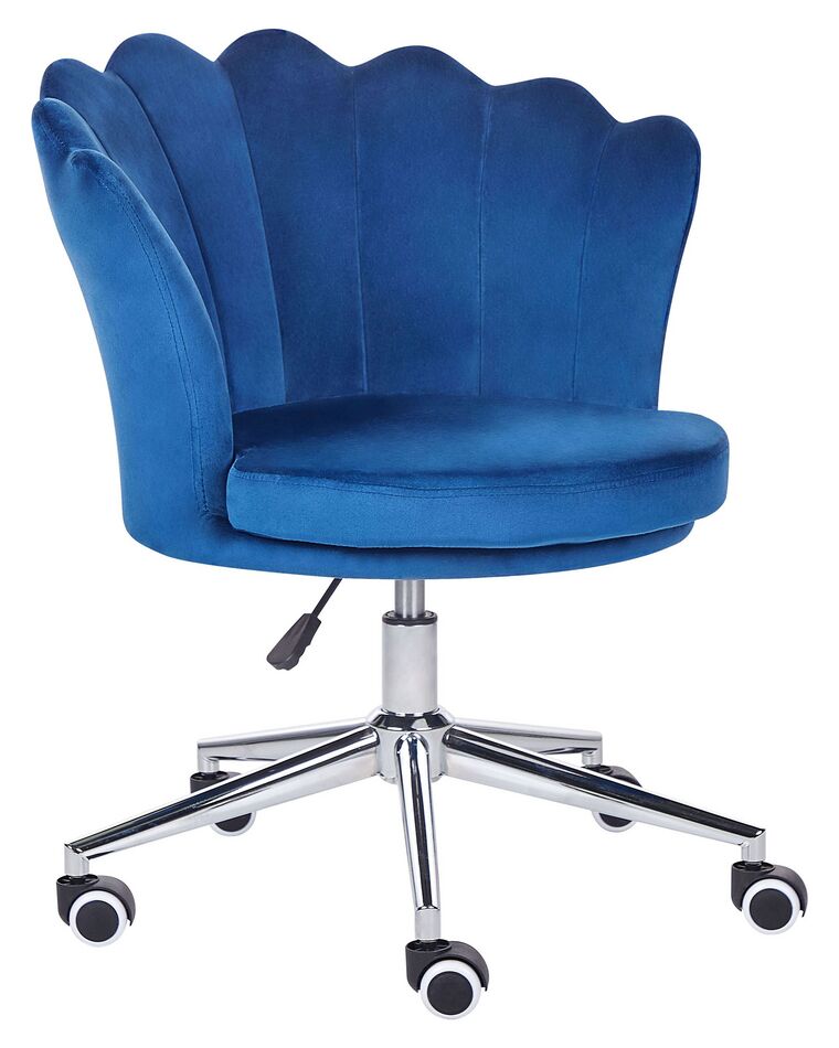 Krzesło biurowe regulowane welurowe niebieskie MONTICELLO_851750