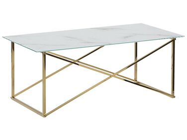 Konferenční stolek s mramorovým efektem bílý/zlatý EMPORIA