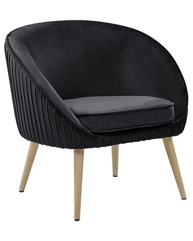 Sessel Samtstoff schwarz mit Holzbeinen TROMSO