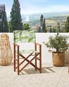 Conjunto de 2 sillas de jardín de madera de acacia oscura con tela verde claro/blanco CINE_819070