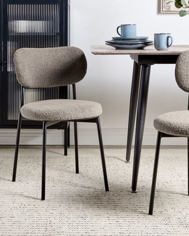 Set of 2 Boucle Dining Chairs Taupe CASEY
