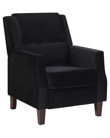 Velvet Recliner Chair Black EGERSUND