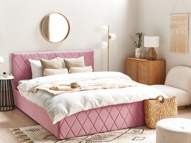 Velvet EU King Size Ottoman Bed Pink ROCHEFORT
