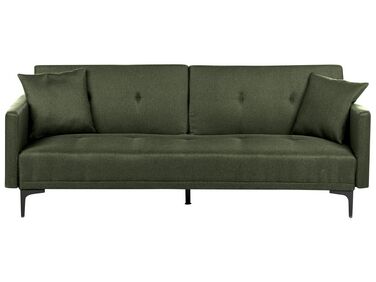 Sofá-cama de 3 lugares em tecido verde escuro LUCAN