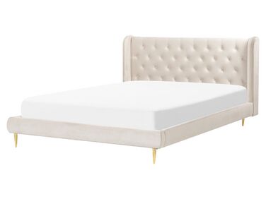 Sametová postel 160 x 200 cm béžová FORBACH