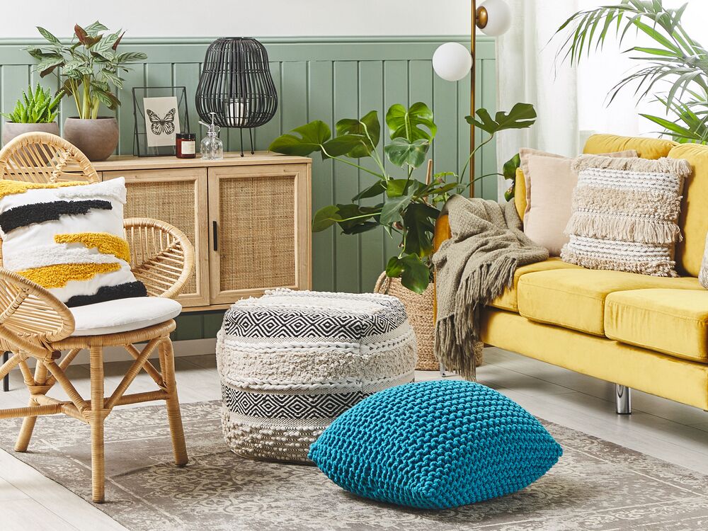 Pouffe Ottoman 50 X 50 Cm Blue Conrad Beliani Es