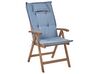 Conjunto 2 cadeiras de jardim em madeira escura de acácia com almofadas azuis AMANTEA_879707