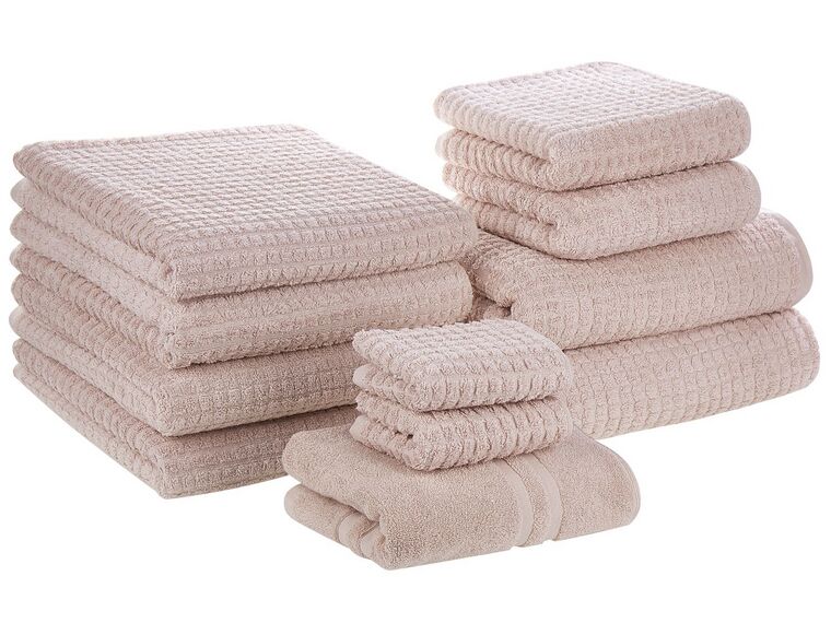 Komplet 11 ręczników bawełnianych frotte różowy ATAI_797622