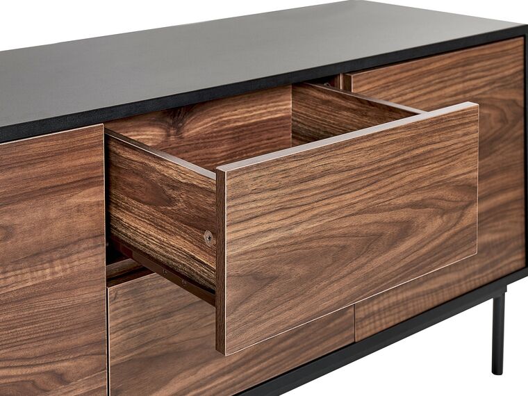 Credenza nero e legno scuro 120 x 38 cm OKLAND Beliani.it