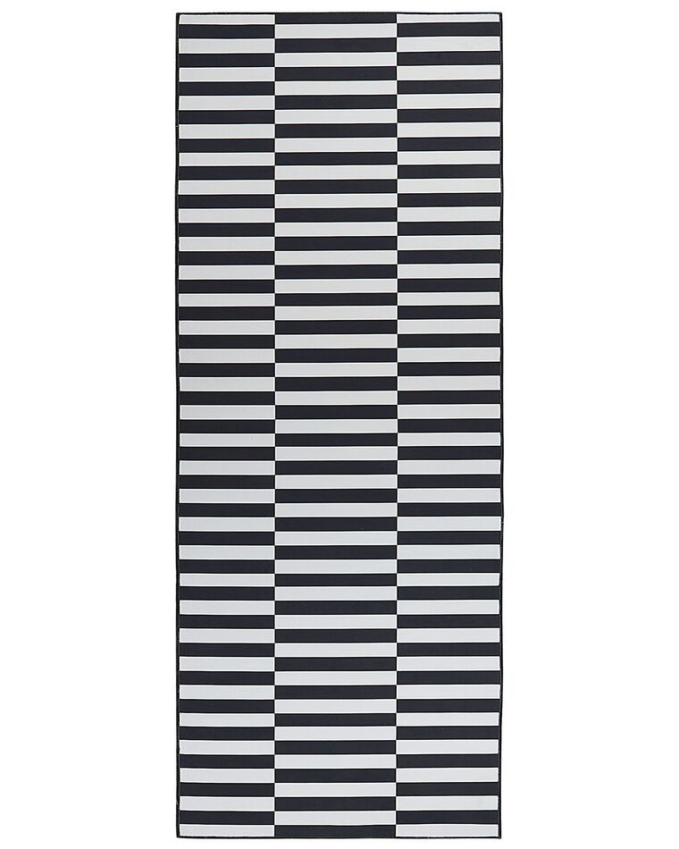 Teppich schwarz / weiß 80 x 200 cm Streifenmuster Kurzflor PACODE_831682