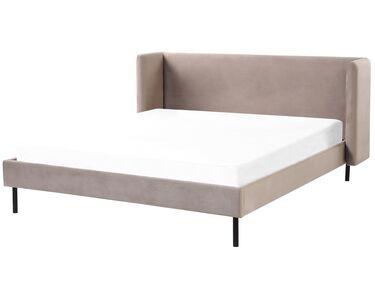 Velour seng 160 x 200 cm beige og grå ARETTE