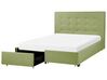 Fabric EU Double Size Bed with Storage Green LA ROCHELLE_832953