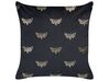 Set of 2 Velvet Cushions Butterfly Pattern 45 x 45 cm Black YUZURI_857840