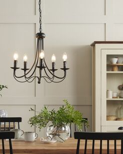 Kattokruunu 5 polttimoa metalli musta DABUS Kattokruunu 5 polttimoa metalli musta DABUS