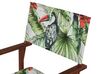 Set of 2 Acacia Folding Chairs and 2 Replacement Fabrics Dark Wood with Grey / Toucan Pattern CINE_819228