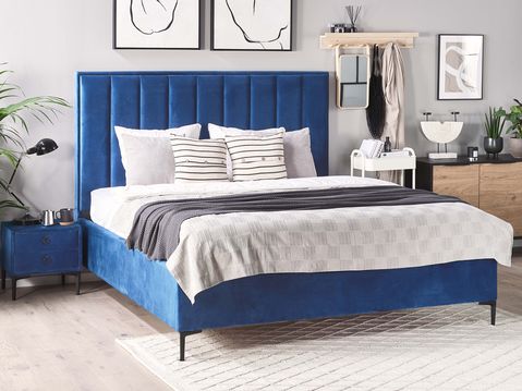 3 Piece Bedroom Set Velvet Eu King Size Blue Sezanne Beliani No 3 Piece Bedroom Set Velvet Eu King Size, Velvet King Bedroom Set