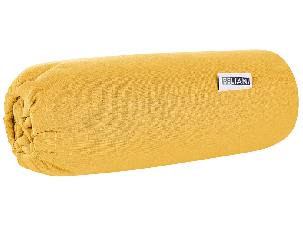 Drap-housse en coton 200 x 200 cm jaune moutarde JANBU 