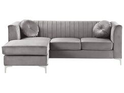 3-istuttava kulmasohva sametti oikeak. harmaa TIMRA