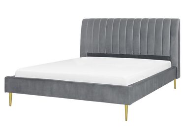 Zamatová posteľ 160 x 200 cm sivá MARVILLE