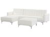 Right Hand Faux Leather Corner Sofa with Ottoman White ABERDEEN_739623