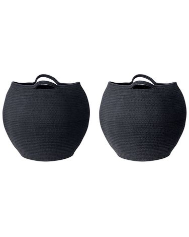 Set of 2 Cotton Baskets Black PANJGUR