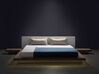 EU Super King Size Bed with LED and Bedside Tables Dark Wood ZEN_796163