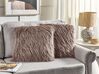 Set of 2 Faux Fur Cushions 45 x 45 cm Beige COROKIA_887712