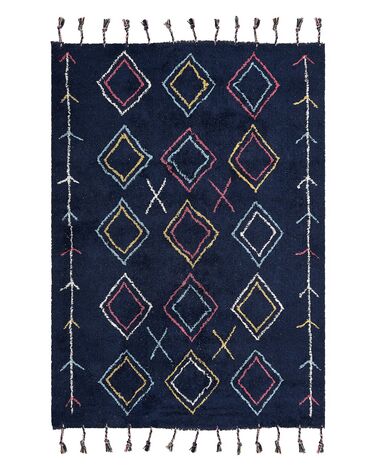 Teppich Baumwolle schwarz 140 x 200 cm geometrisches Muster CORUM