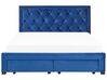 Łóżko z szufladami welurowe 180 x 200 cm niebieskie LIEVIN_858013