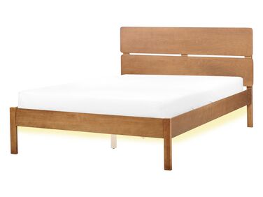 LED postel 140 x 200 cm ze světlého dřeva BOISSET