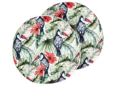 Lot de 2 coussins d'extérieur à motif de toucans multicolores ⌀ 40 cm MALLARE