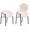 Sæt med 2 hvide spisebordsstole med boucle AMES_887211
