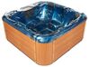 Bañera de hidromasaje LED de acrílico azul/plateado/madera clara 200 x 200 cm LASTARRIA_877251
