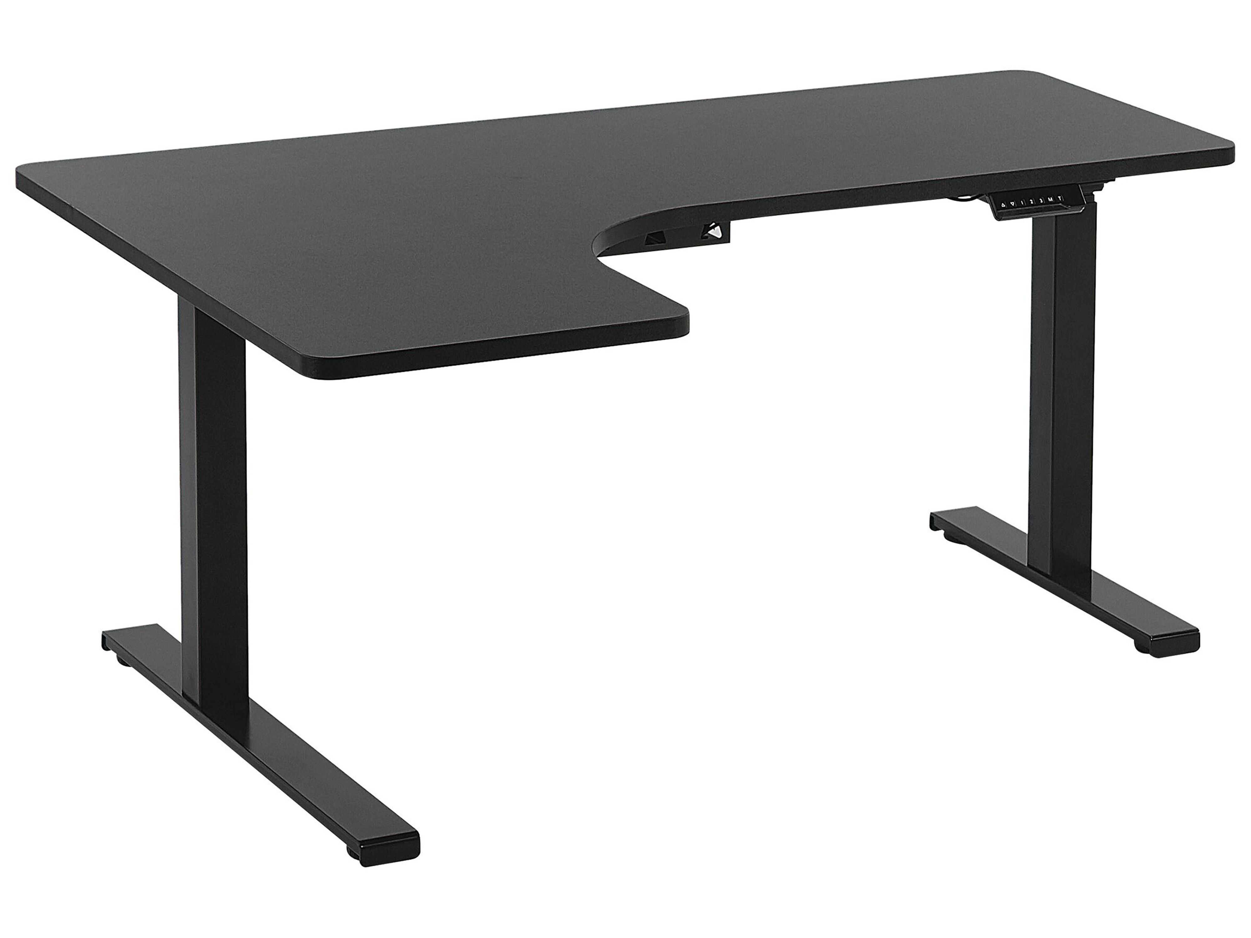 Schreibtisch linksseitig schwarz 160 x 110 cm elektrisch
