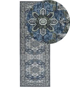 Matto kangas harmaa/sininen 70 x 200 cm KOTTAR Matto kangas harmaa/sininen 70 x 200 cm KOTTAR