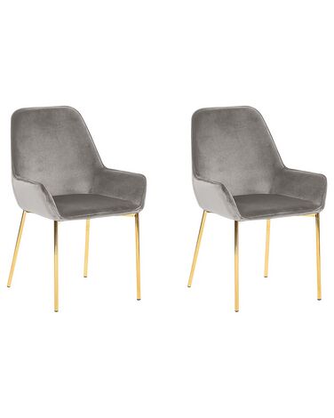 Set of 2 Velvet Dining Chairs Grey LOVERNA