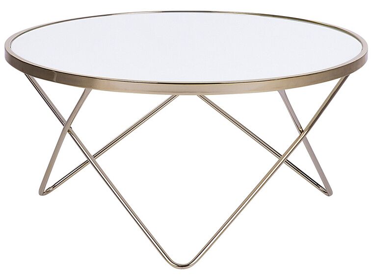 Tavolino da caffè vetro bianco e oro ⌀ 80 cm MERIDIAN II_758960
