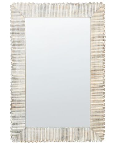 Drevené nástenné zrkadlo 63 x 94 cm krémová biela BAUGY